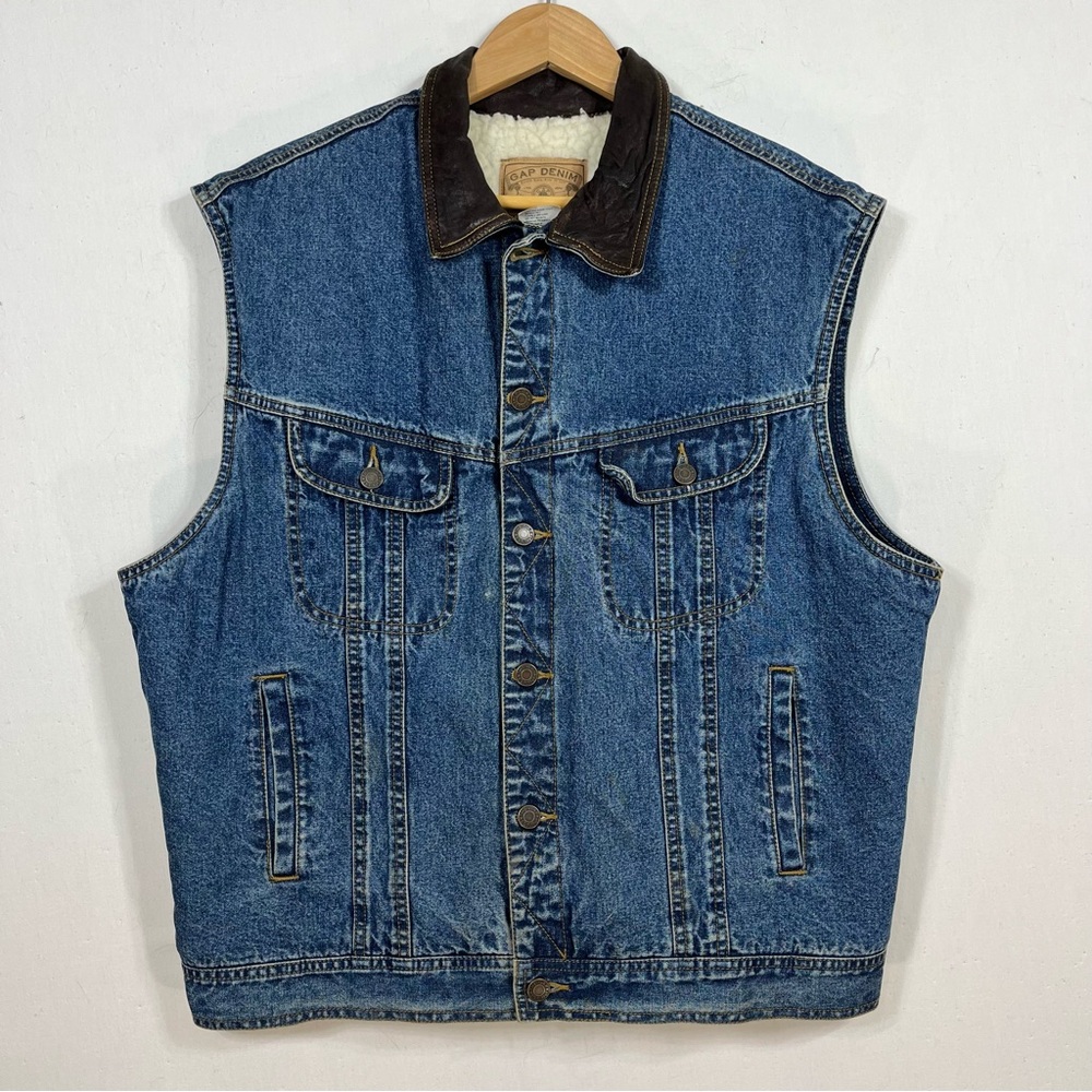 Vintage GAP Sherpa Lined Denim Vest